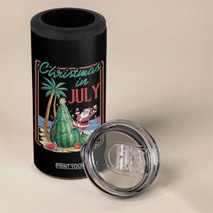 Christmas In July 4 in 1 Can Cooler Tumbler Funny Santa Watermelon Xmas Tree