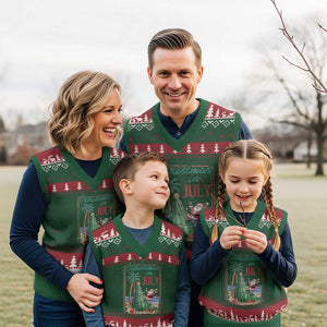 Christmas In July V-Neck Knit Sweater Vest Funny Santa Watermelon Xmas Tree