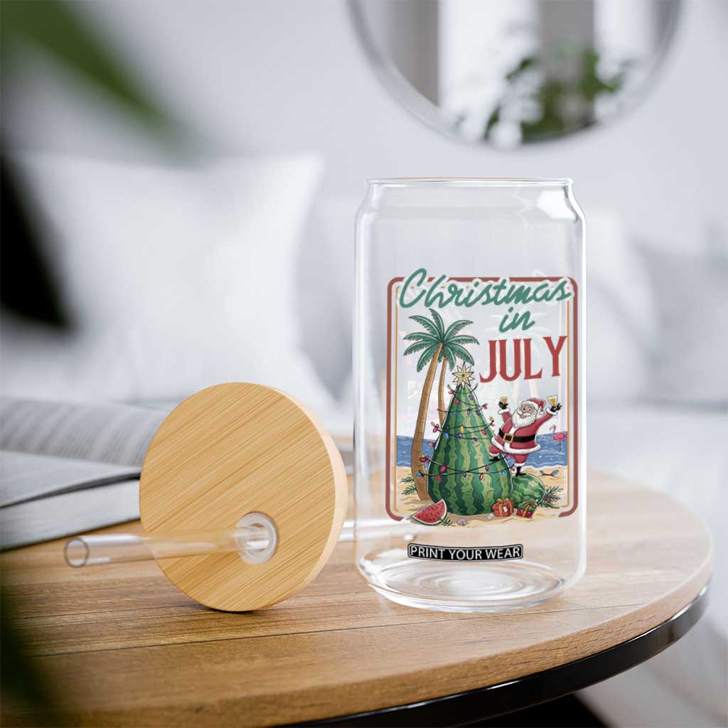 Christmas In July Glass Can Funny Santa Watermelon Xmas Tree