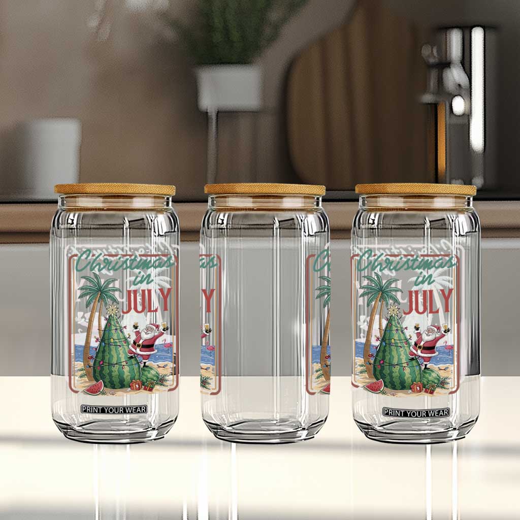 Christmas In July Glass Can Funny Santa Watermelon Xmas Tree