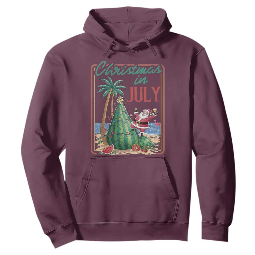 Christmas In July Hoodie Funny Santa Watermelon Xmas Tree