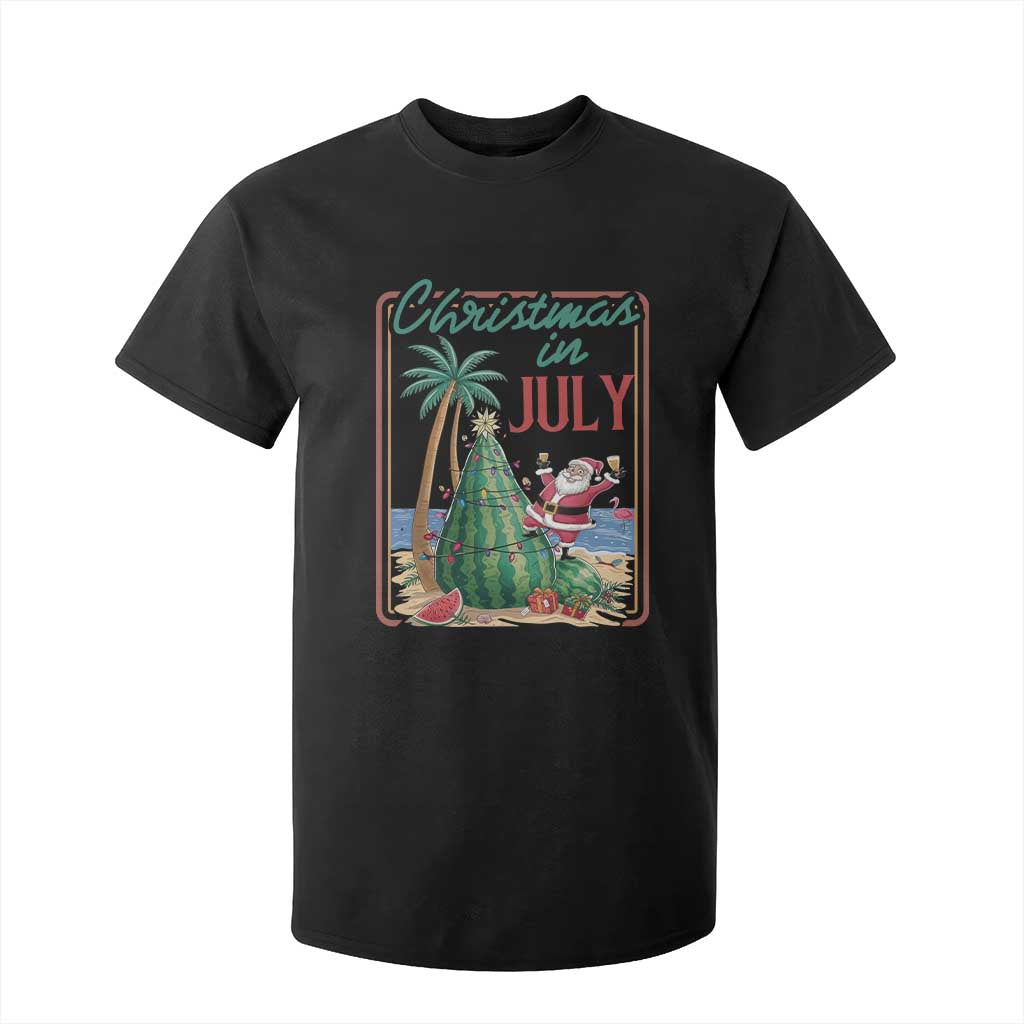 Christmas In July T Shirt For Kid Funny Santa Watermelon Xmas Tree