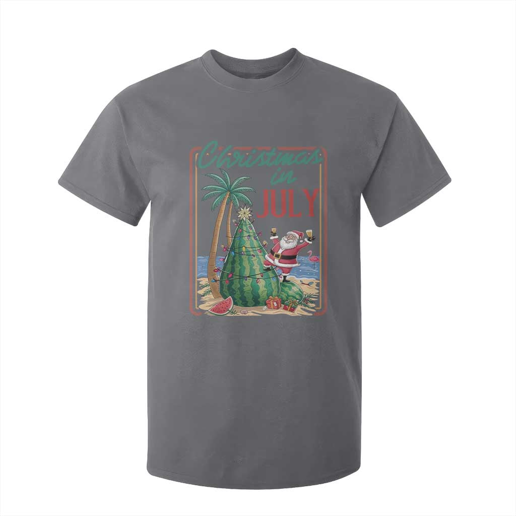 Christmas In July T Shirt For Kid Funny Santa Watermelon Xmas Tree