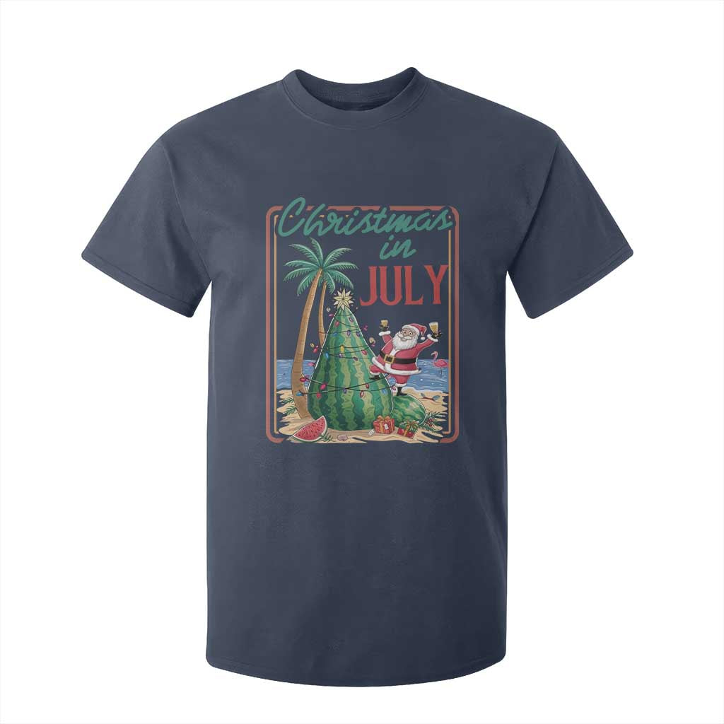 Christmas In July T Shirt For Kid Funny Santa Watermelon Xmas Tree