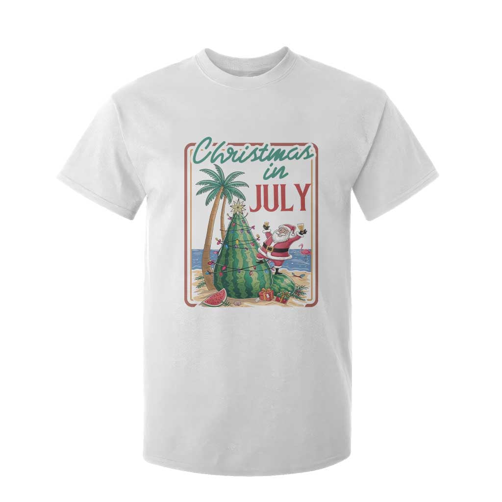 Christmas In July T Shirt For Kid Funny Santa Watermelon Xmas Tree