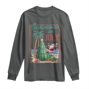 Christmas In July Long Sleeve Shirt Funny Santa Watermelon Xmas Tree