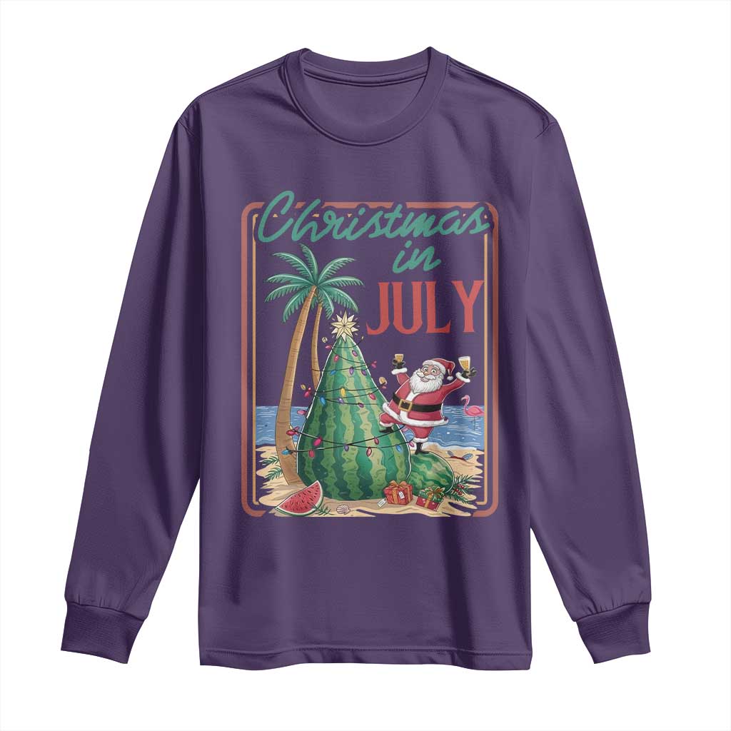Christmas In July Long Sleeve Shirt Funny Santa Watermelon Xmas Tree