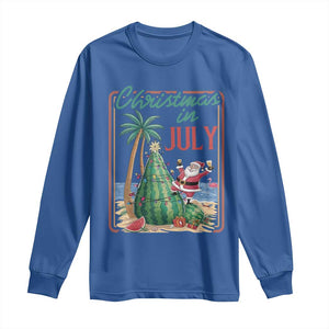 Christmas In July Long Sleeve Shirt Funny Santa Watermelon Xmas Tree