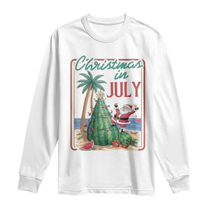 Christmas In July Long Sleeve Shirt Funny Santa Watermelon Xmas Tree