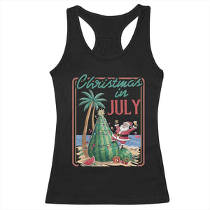 Christmas In July Racerback Tank Top Funny Santa Watermelon Xmas Tree