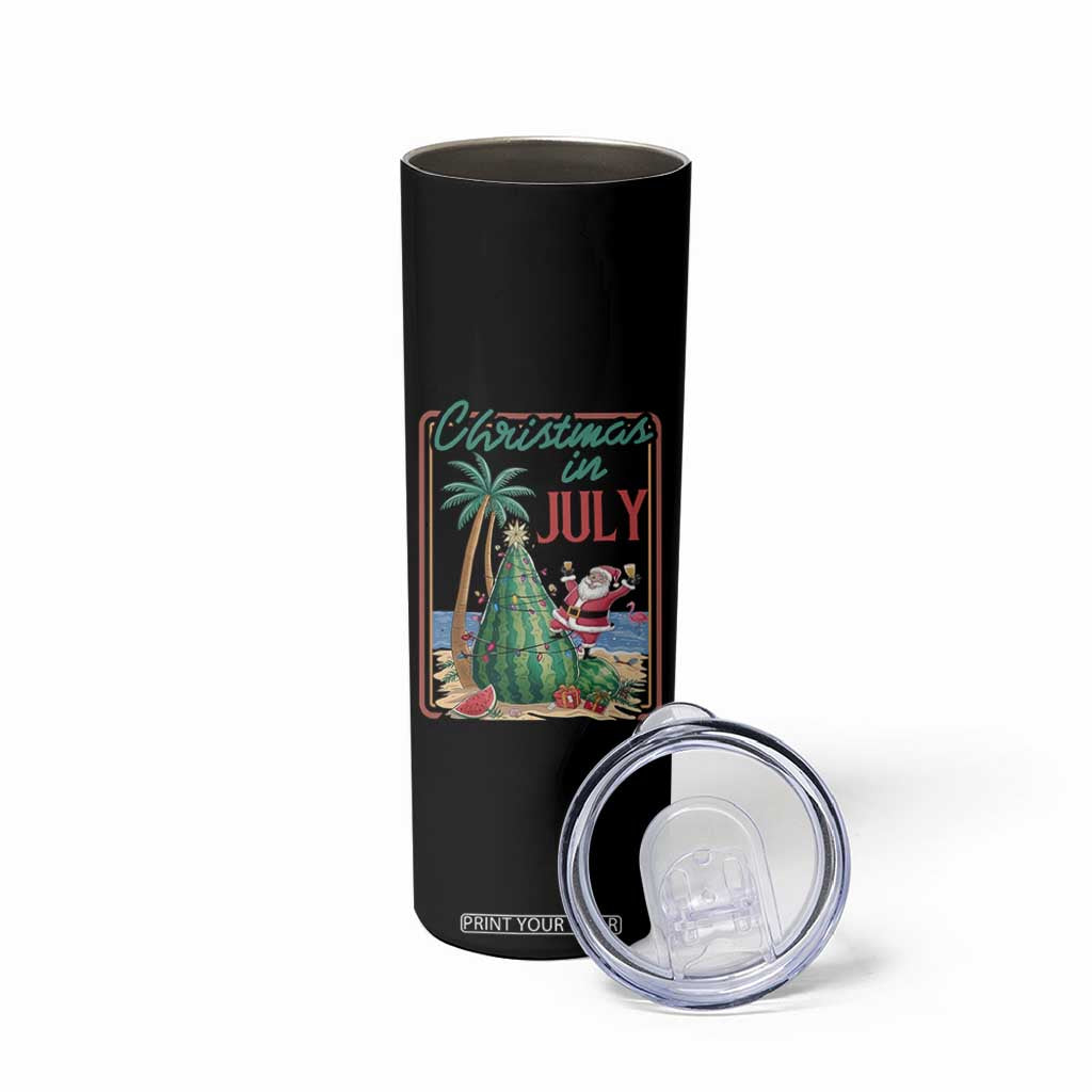 Christmas In July Skinny Tumbler Funny Santa Watermelon Xmas Tree