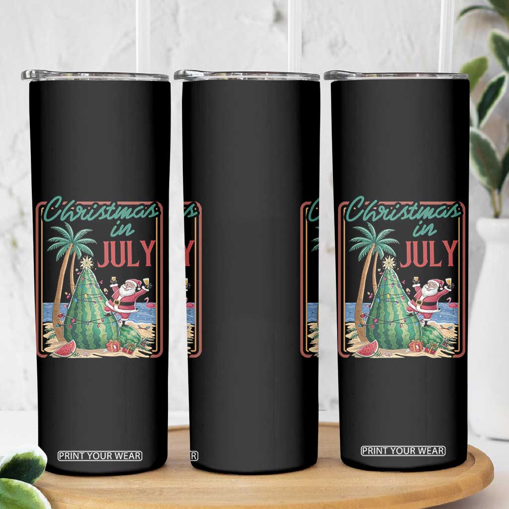 Christmas In July Skinny Tumbler Funny Santa Watermelon Xmas Tree