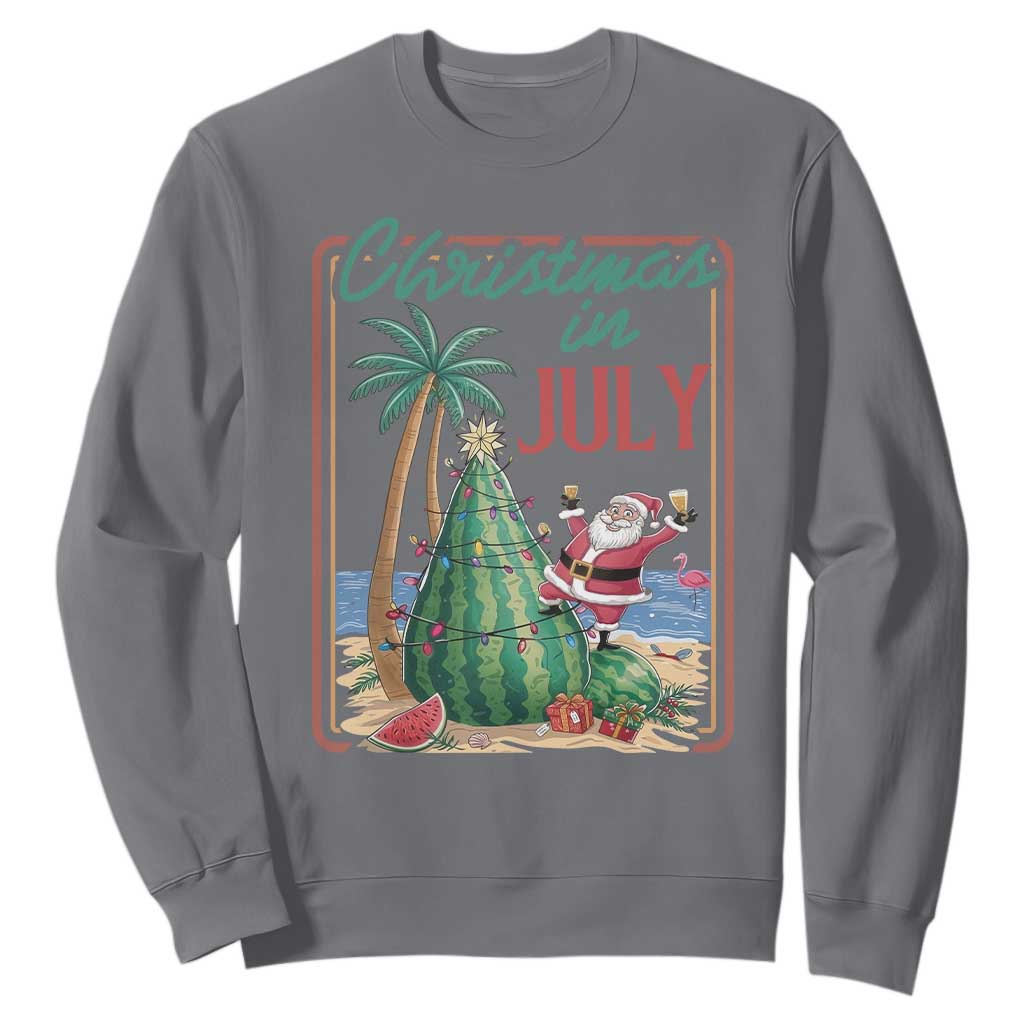 Christmas In July Sweatshirt Funny Santa Watermelon Xmas Tree
