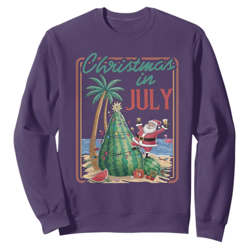 Christmas In July Sweatshirt Funny Santa Watermelon Xmas Tree