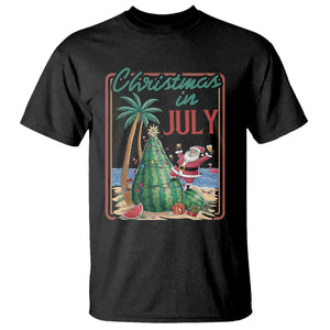 Christmas In July T Shirt Funny Santa Watermelon Xmas Tree
