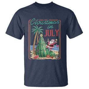 Christmas In July T Shirt Funny Santa Watermelon Xmas Tree