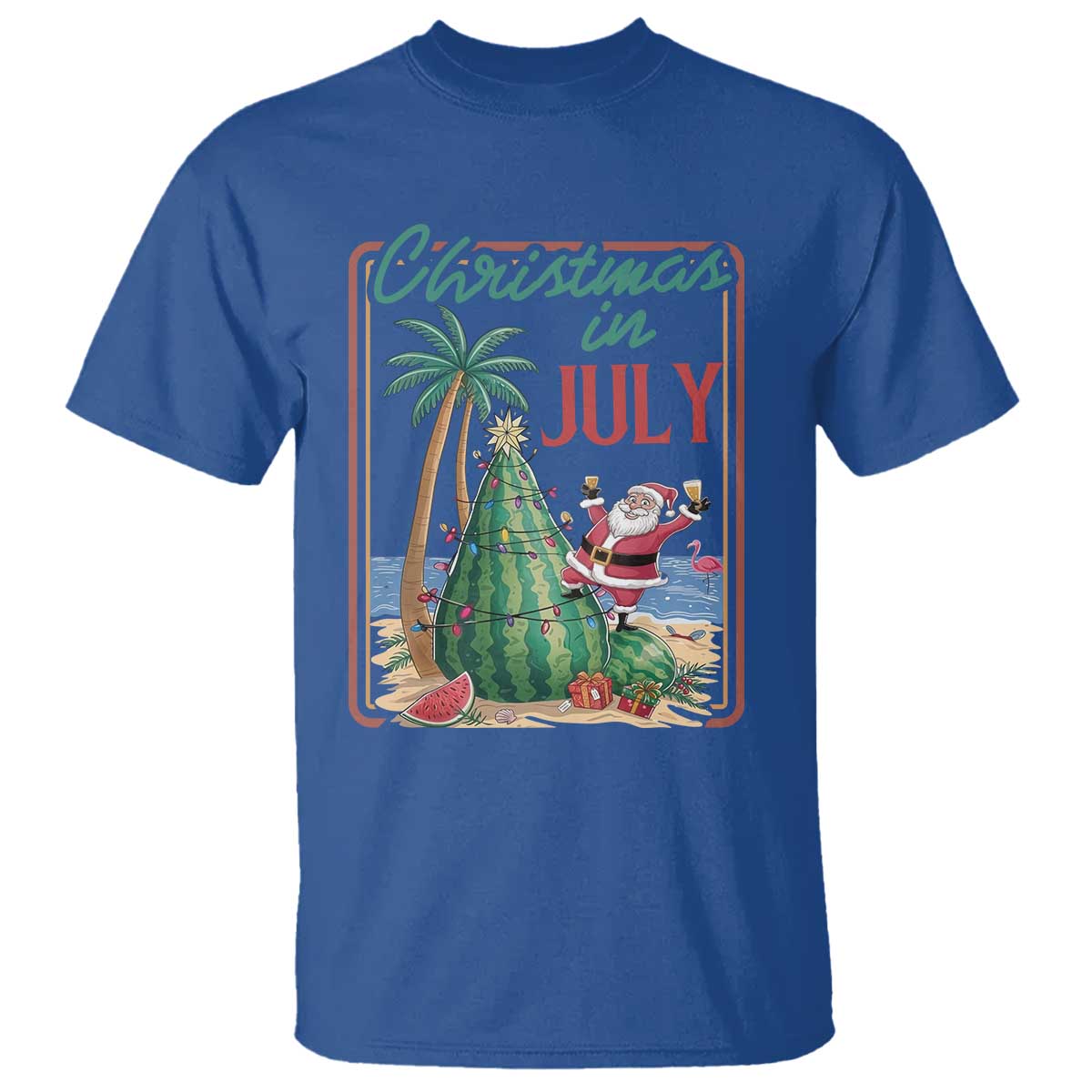 Christmas In July T Shirt Funny Santa Watermelon Xmas Tree