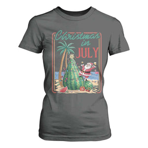 Christmas In July T Shirt For Women Funny Santa Watermelon Xmas Tree