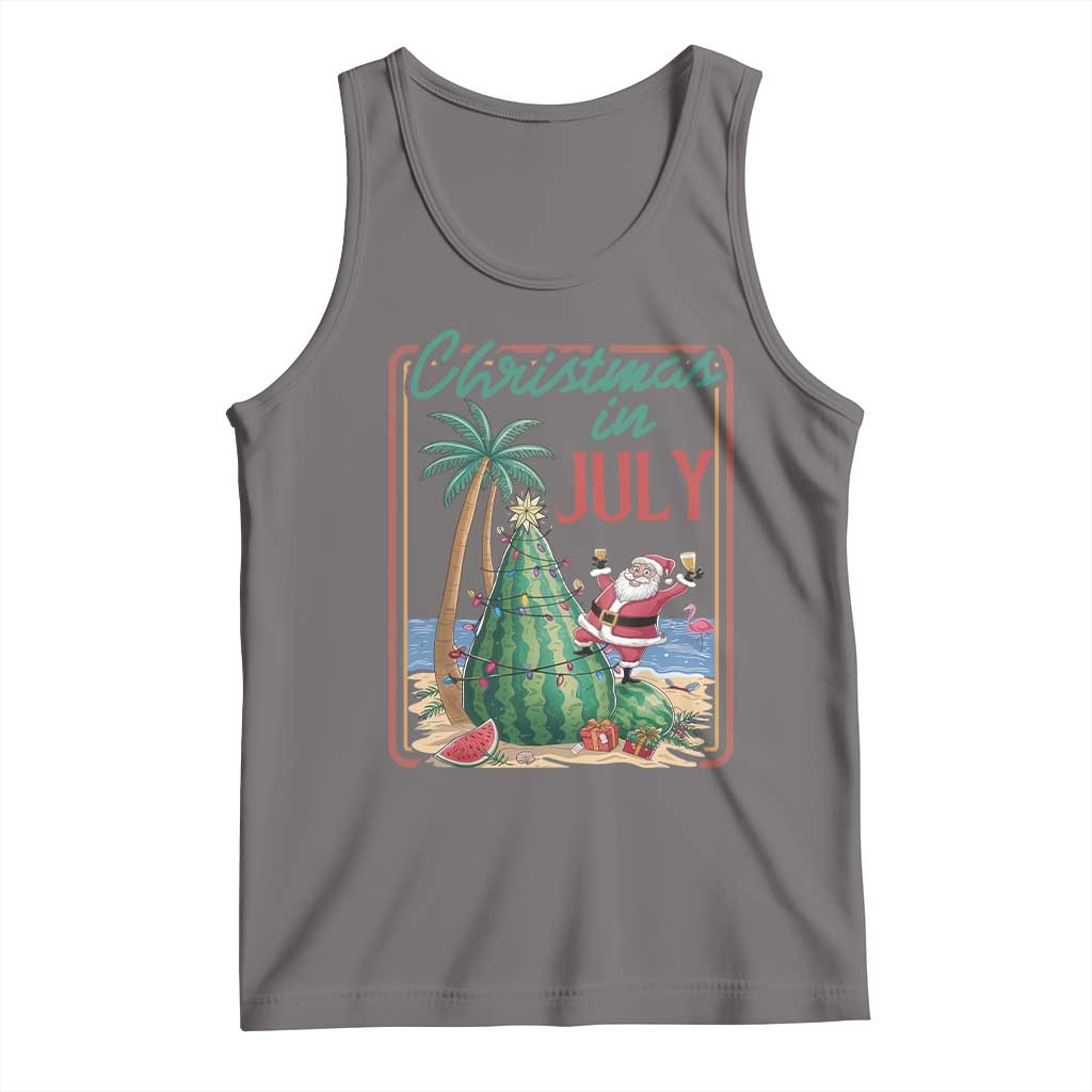 Christmas In July Tank Top Funny Santa Watermelon Xmas Tree