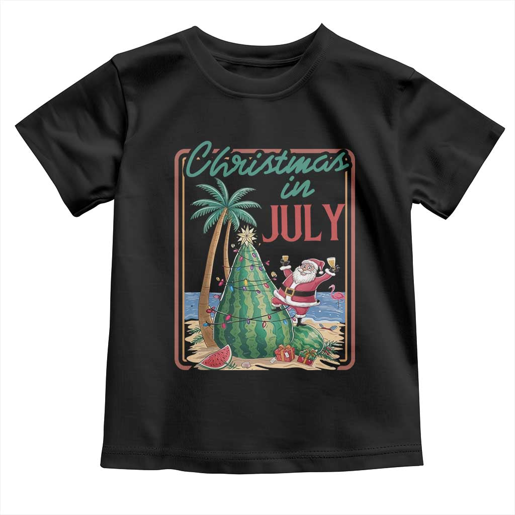 Christmas In July Toddler T Shirt Funny Santa Watermelon Xmas Tree TS12 Black Print Your Wear