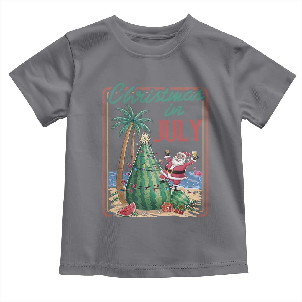 Christmas In July Toddler T Shirt Funny Santa Watermelon Xmas Tree