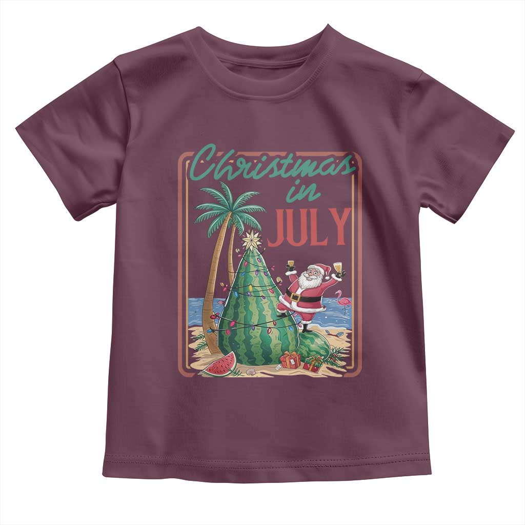 Christmas In July Toddler T Shirt Funny Santa Watermelon Xmas Tree