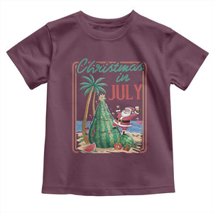Christmas In July Toddler T Shirt Funny Santa Watermelon Xmas Tree