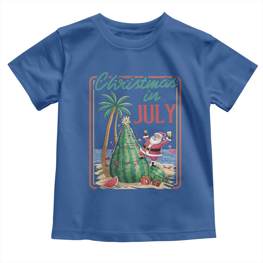 Christmas In July Toddler T Shirt Funny Santa Watermelon Xmas Tree