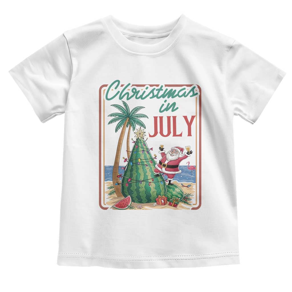 Christmas In July Toddler T Shirt Funny Santa Watermelon Xmas Tree