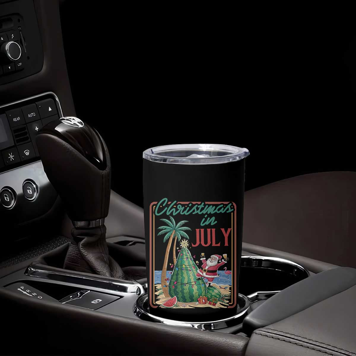 Christmas In July Tumbler Cup Funny Santa Watermelon Xmas Tree
