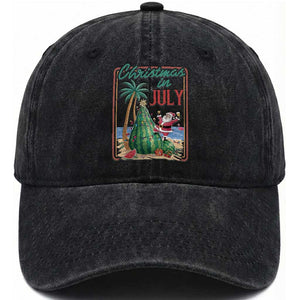 Christmas In July Washed Cotton Baseball Cap Funny Santa Watermelon Xmas Tree TS12 Print Your Wear