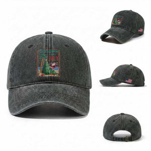 Christmas In July Washed Cotton Baseball Cap Funny Santa Watermelon Xmas Tree TS12 Washed Cap Universal Fit Dark Green Print Your Wear