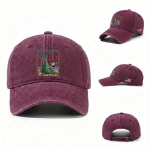 Christmas In July Washed Cotton Baseball Cap Funny Santa Watermelon Xmas Tree TS12 Washed Cap Universal Fit Burgundy Print Your Wear