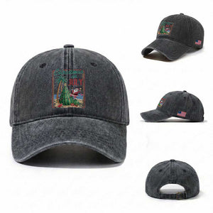 Christmas In July Washed Cotton Baseball Cap Funny Santa Watermelon Xmas Tree TS12 Washed Cap Universal Fit Dark Gray Print Your Wear