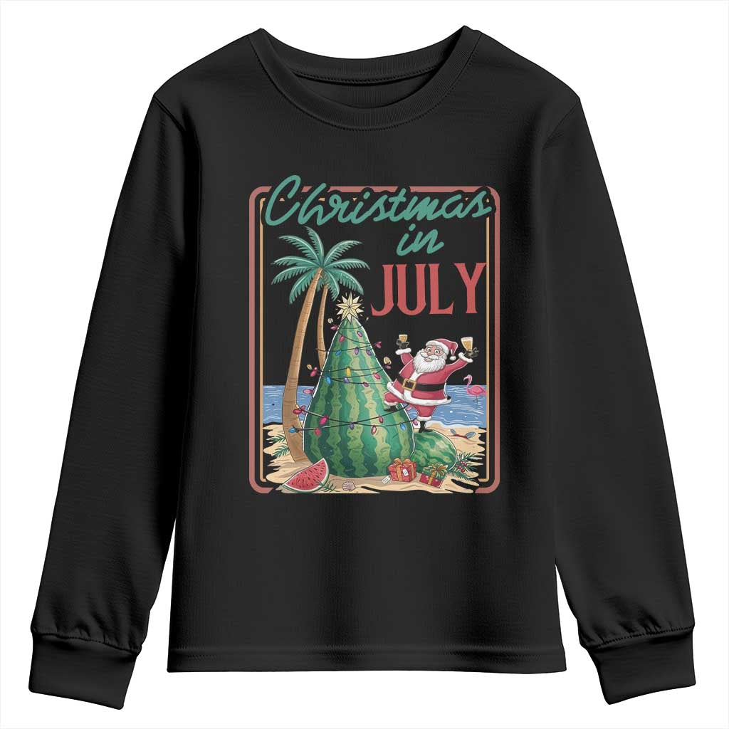 Christmas In July Youth Sweatshirt Funny Santa Watermelon Xmas Tree