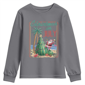 Christmas In July Youth Sweatshirt Funny Santa Watermelon Xmas Tree