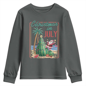 Christmas In July Youth Sweatshirt Funny Santa Watermelon Xmas Tree