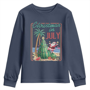 Christmas In July Youth Sweatshirt Funny Santa Watermelon Xmas Tree