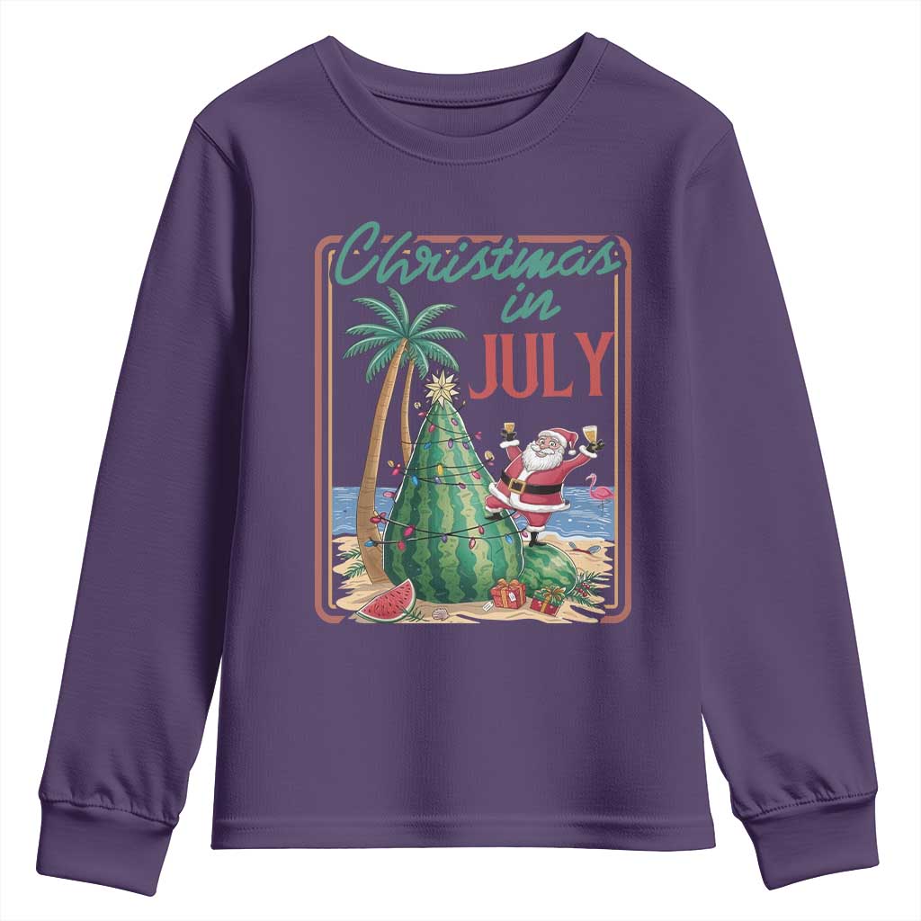 Christmas In July Youth Sweatshirt Funny Santa Watermelon Xmas Tree