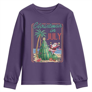 Christmas In July Youth Sweatshirt Funny Santa Watermelon Xmas Tree