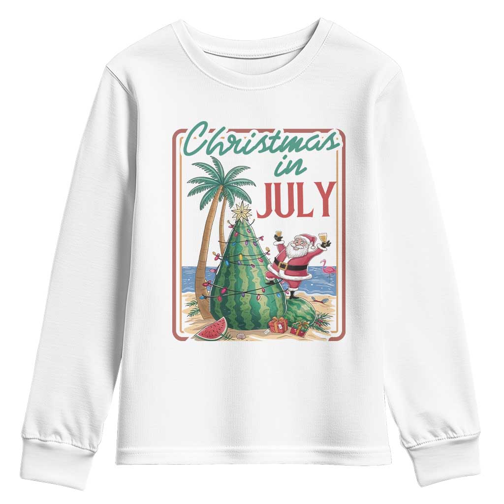 Christmas In July Youth Sweatshirt Funny Santa Watermelon Xmas Tree