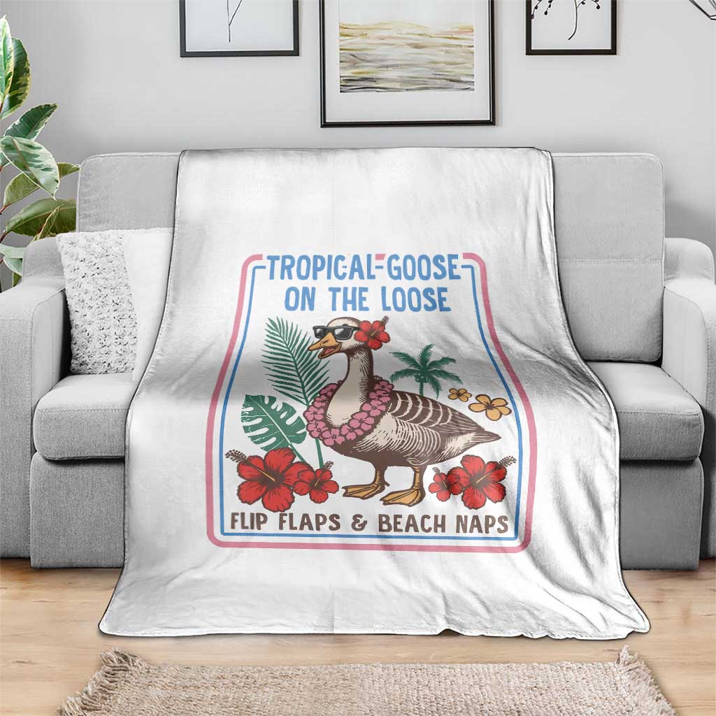 Funny Hawaiian Beach Vacation Graphic Throw Blanket Tropical Goose On The Loose TS12 Print Your Wear