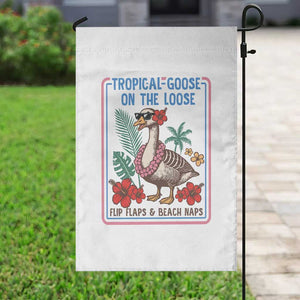Funny Hawaiian Beach Vacation Graphic Garden Flag Tropical Goose On The Loose TS12 Print Your Wear