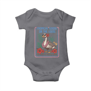 Funny Hawaiian Beach Vacation Graphic Baby Onesie Tropical Goose On The Loose TS12 Charcoal Print Your Wear
