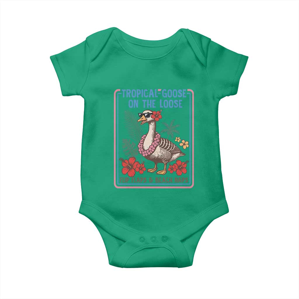 Funny Hawaiian Beach Vacation Graphic Baby Onesie Tropical Goose On The Loose TS12 Irish Green Print Your Wear