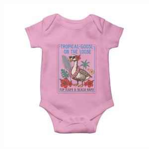 Funny Hawaiian Beach Vacation Graphic Baby Onesie Tropical Goose On The Loose TS12 Light Pink Print Your Wear