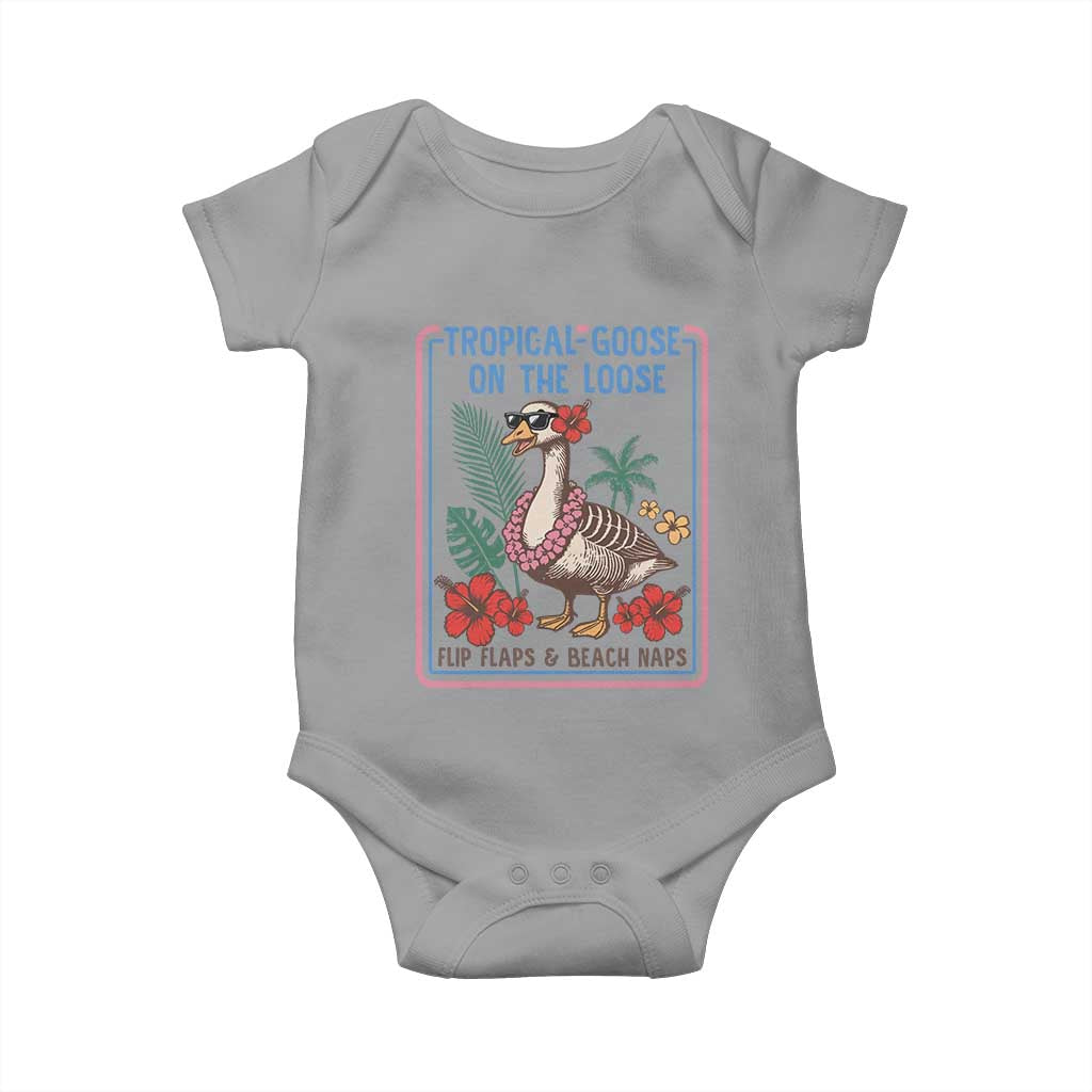 Funny Hawaiian Beach Vacation Graphic Baby Onesie Tropical Goose On The Loose TS12 Sport Gray Print Your Wear