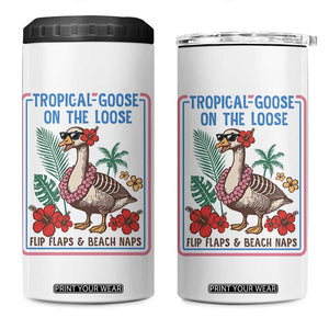 Funny Hawaiian Beach Vacation Graphic 4 in 1 Can Cooler Tumbler Tropical Goose On The Loose TS12 One Size: 16 oz White Print Your Wear