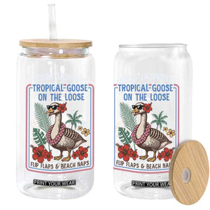 Funny Hawaiian Beach Vacation Graphic Glass Can Tropical Goose On The Loose TS12 Print Your Wear