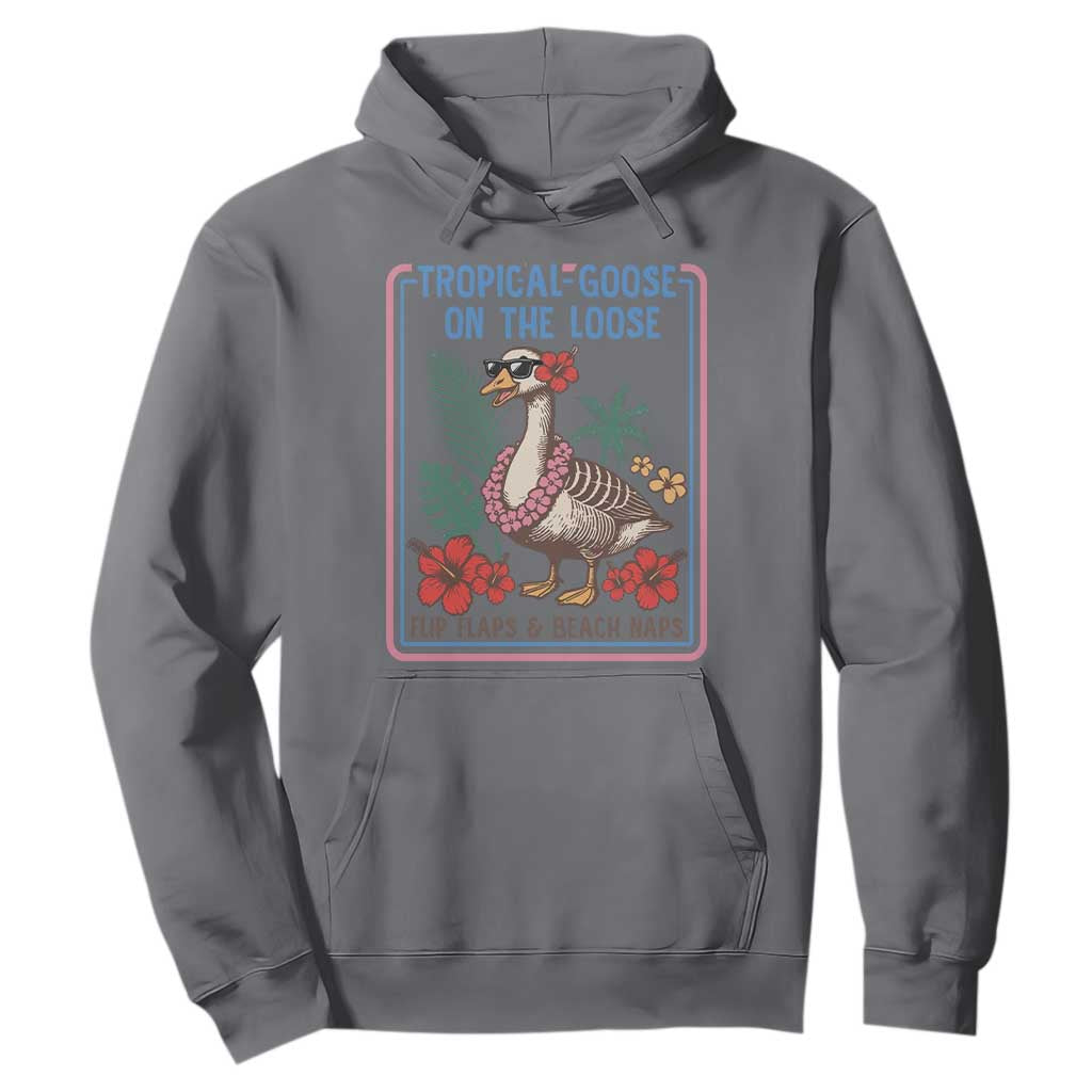 Funny Hawaiian Beach Vacation Graphic Hoodie Tropical Goose On The Loose TS12 Charcoal Print Your Wear